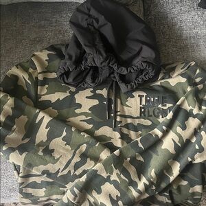 True Religion Men's Camo Hoodie with Black Hood